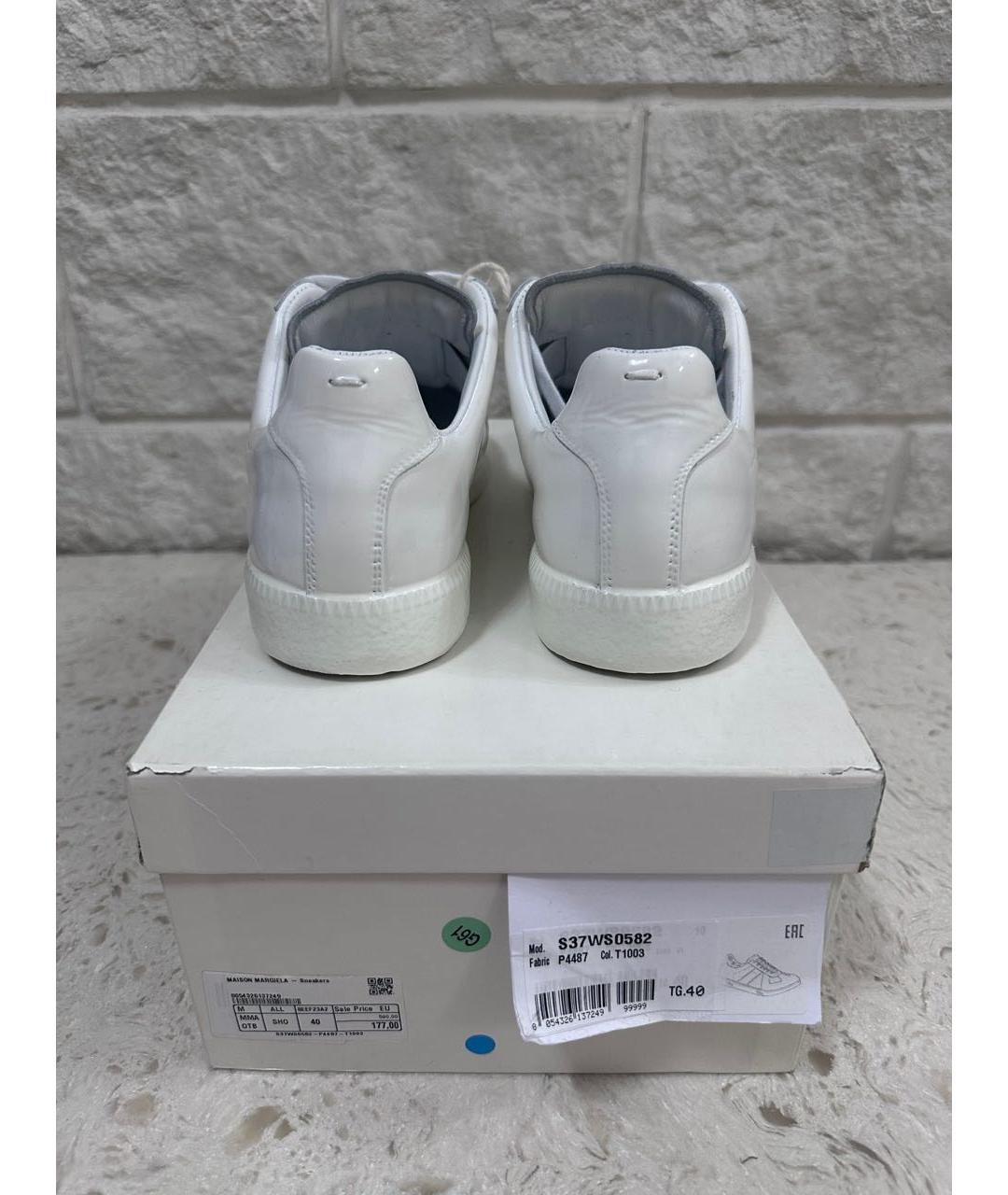 MAISON MARGIELA Белые низкие кроссовки / кеды из лакированной кожи, фото 3