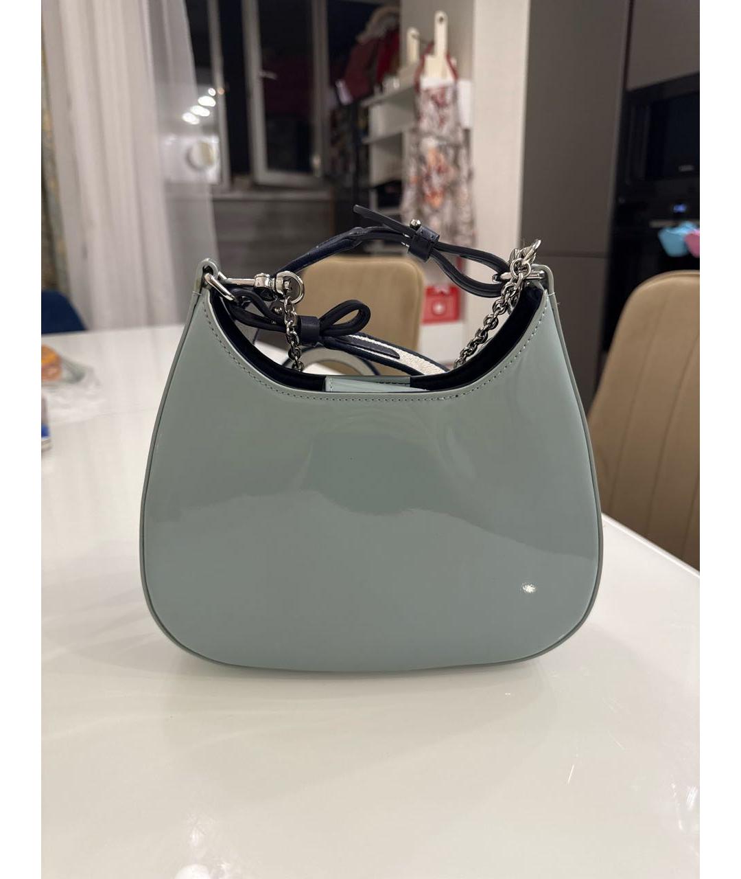 EMPORIO ARMANI Голубая сумка через плечо из лакированной кожи, фото 3