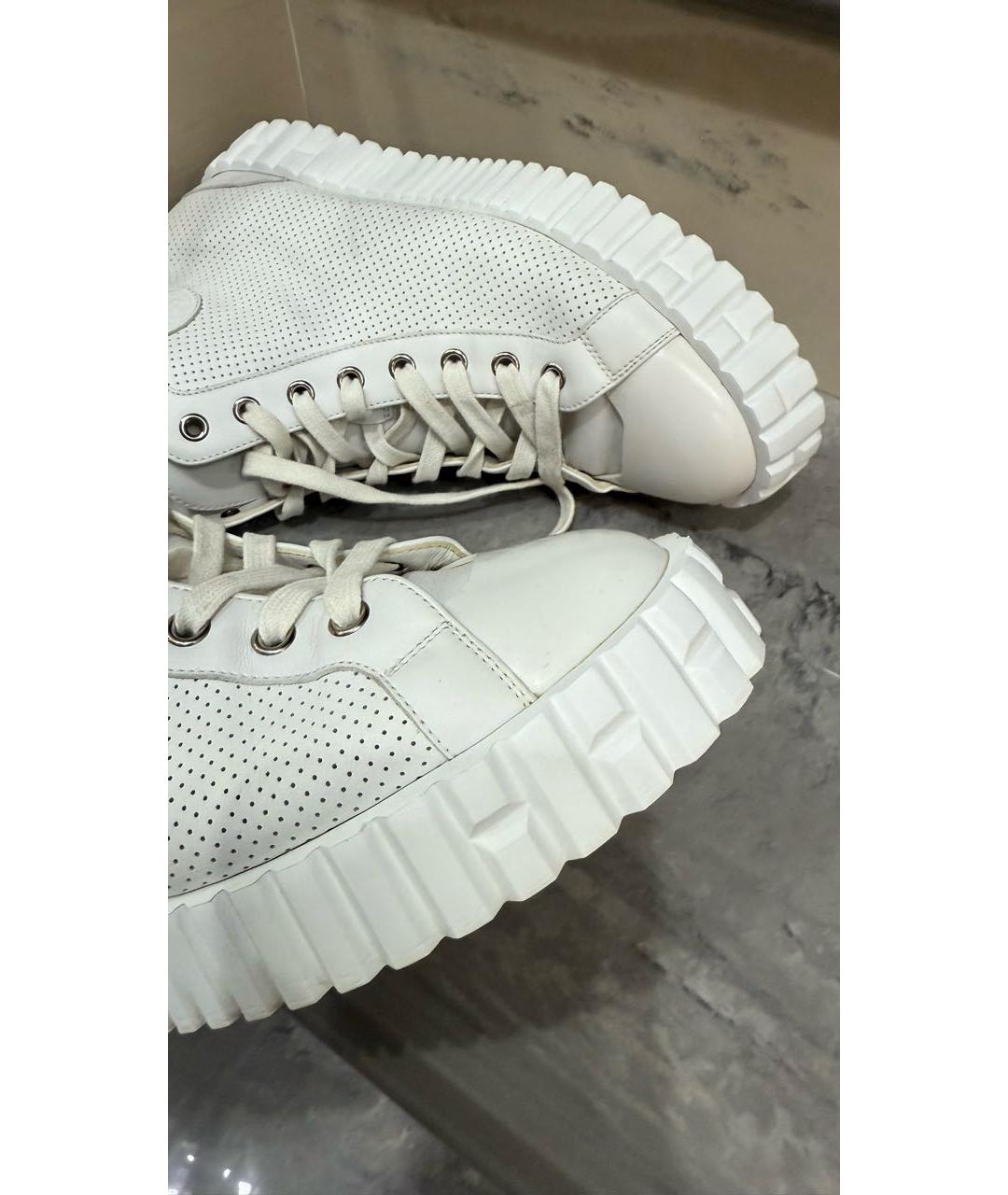 HERMES Белые кожаные кроссовки, фото 3