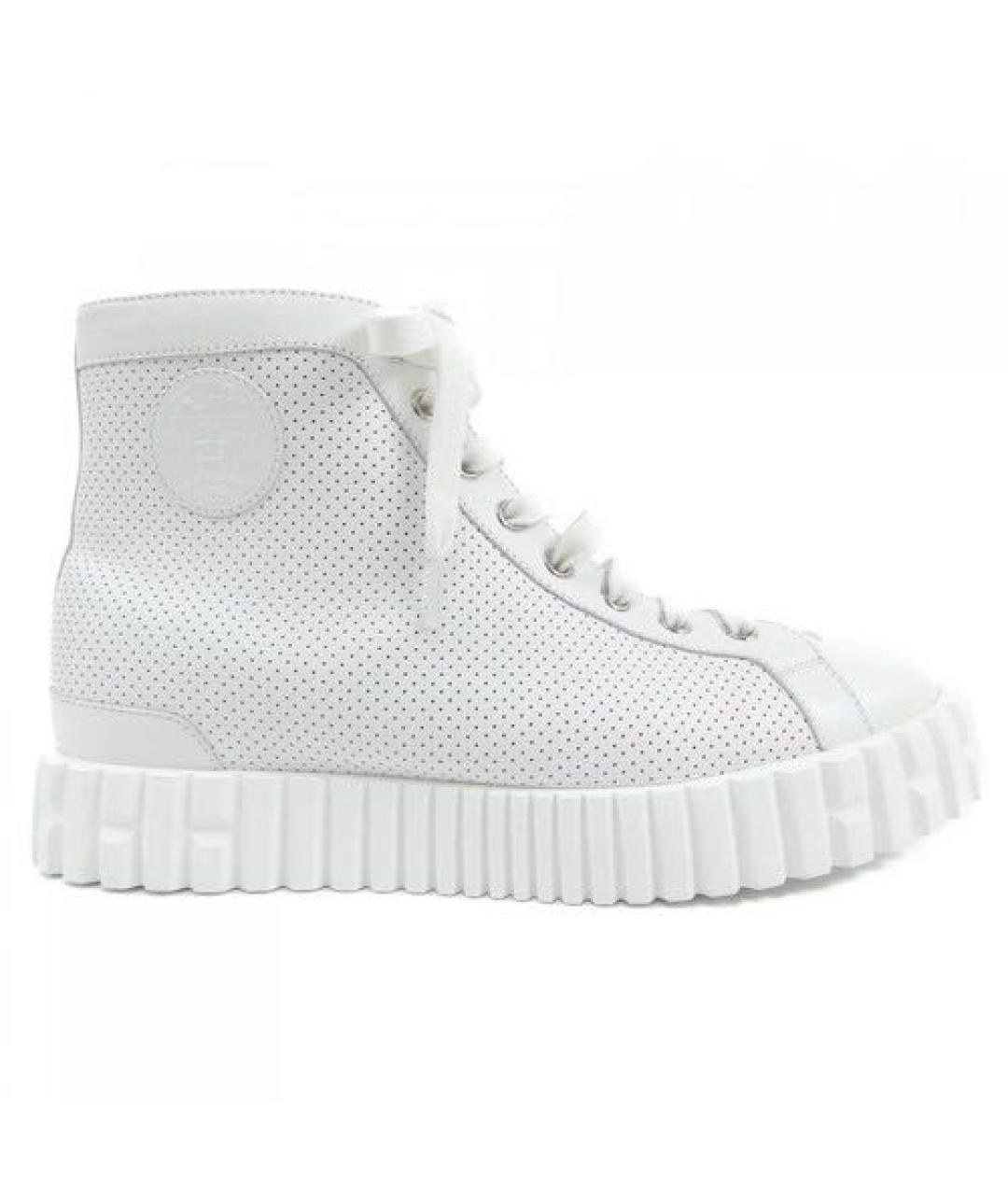 HERMES Белые кожаные кроссовки, фото 1