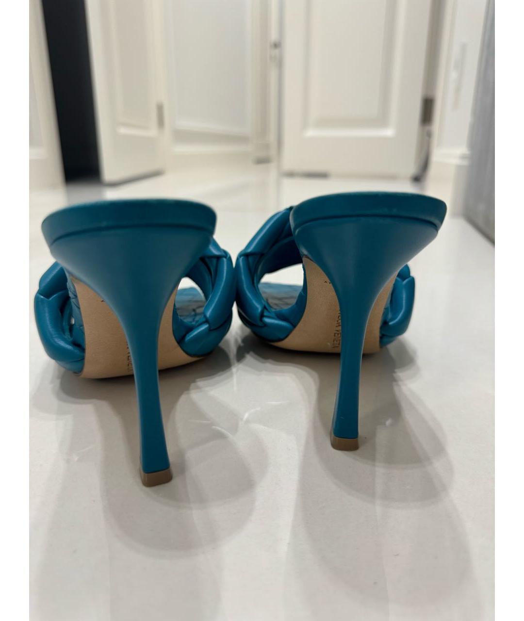 BOTTEGA VENETA Бирюзовые кожаные мюли, фото 4