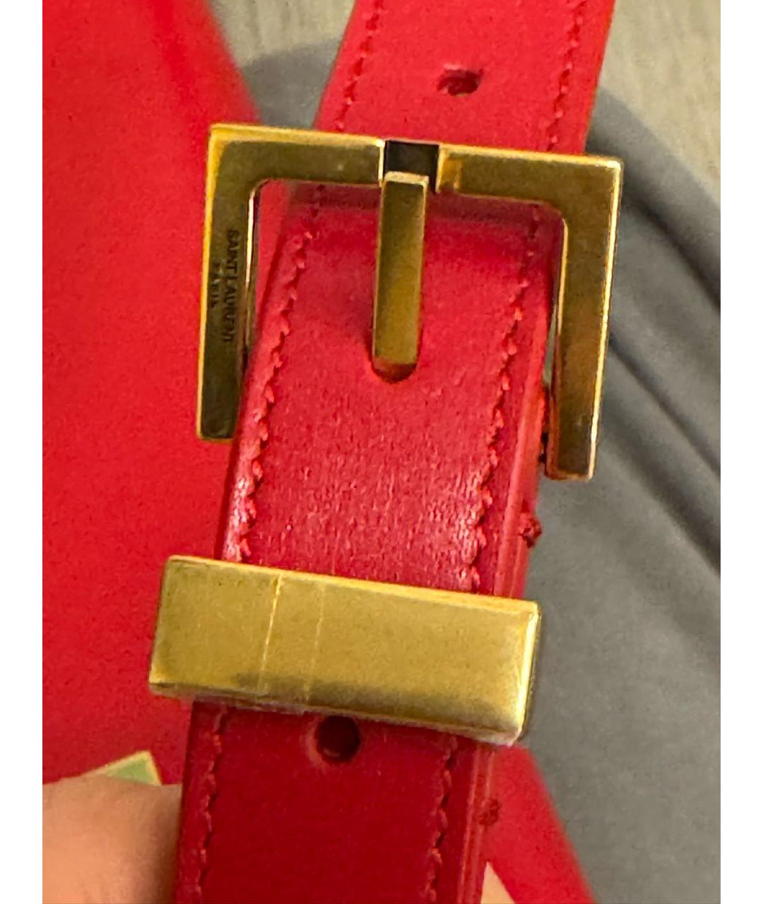 SAINT LAURENT Красная кожаная сумка через плечо, фото 5