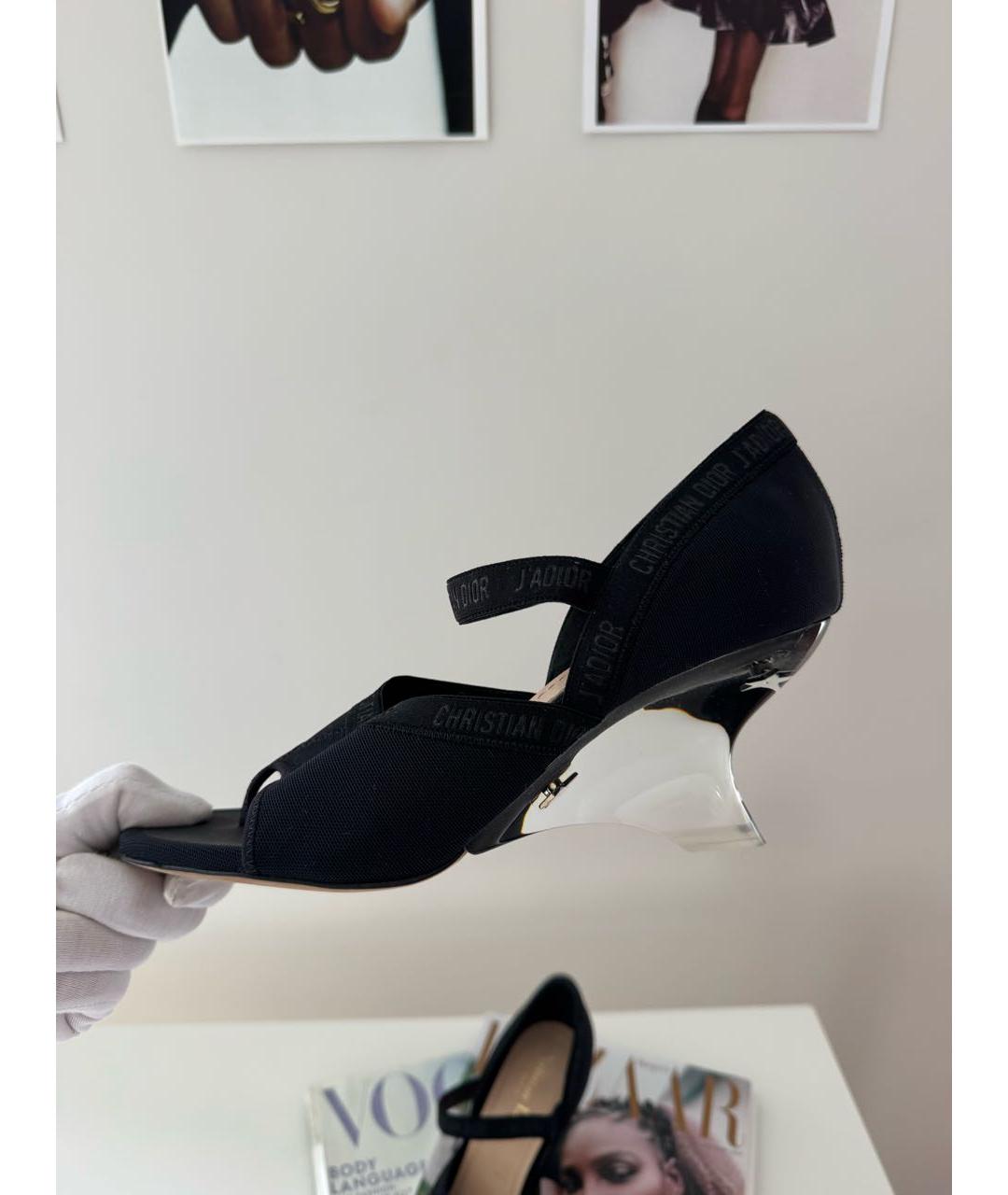 CHRISTIAN DIOR Черные текстильные босоножки, фото 2