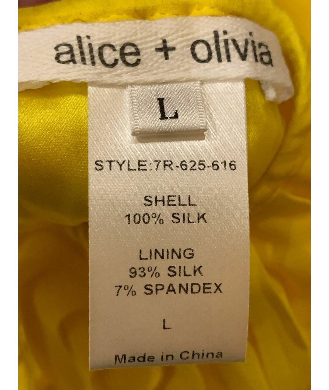 ALICE+OLIVIA Желтое шелковое повседневное платье, фото 8