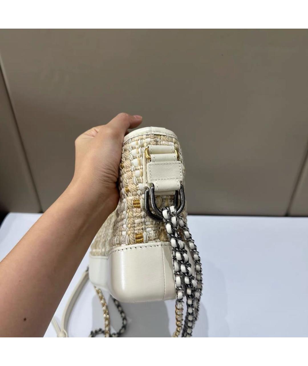 CHANEL Бежевая твидовая сумка через плечо, фото 5