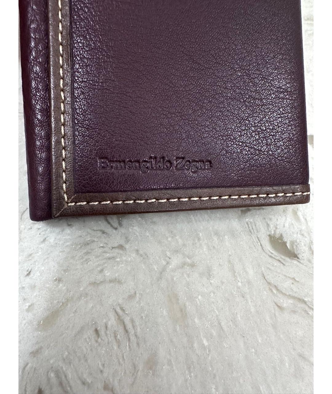 ERMENEGILDO ZEGNA XXX Коричневый кожаный кошелек, фото 2