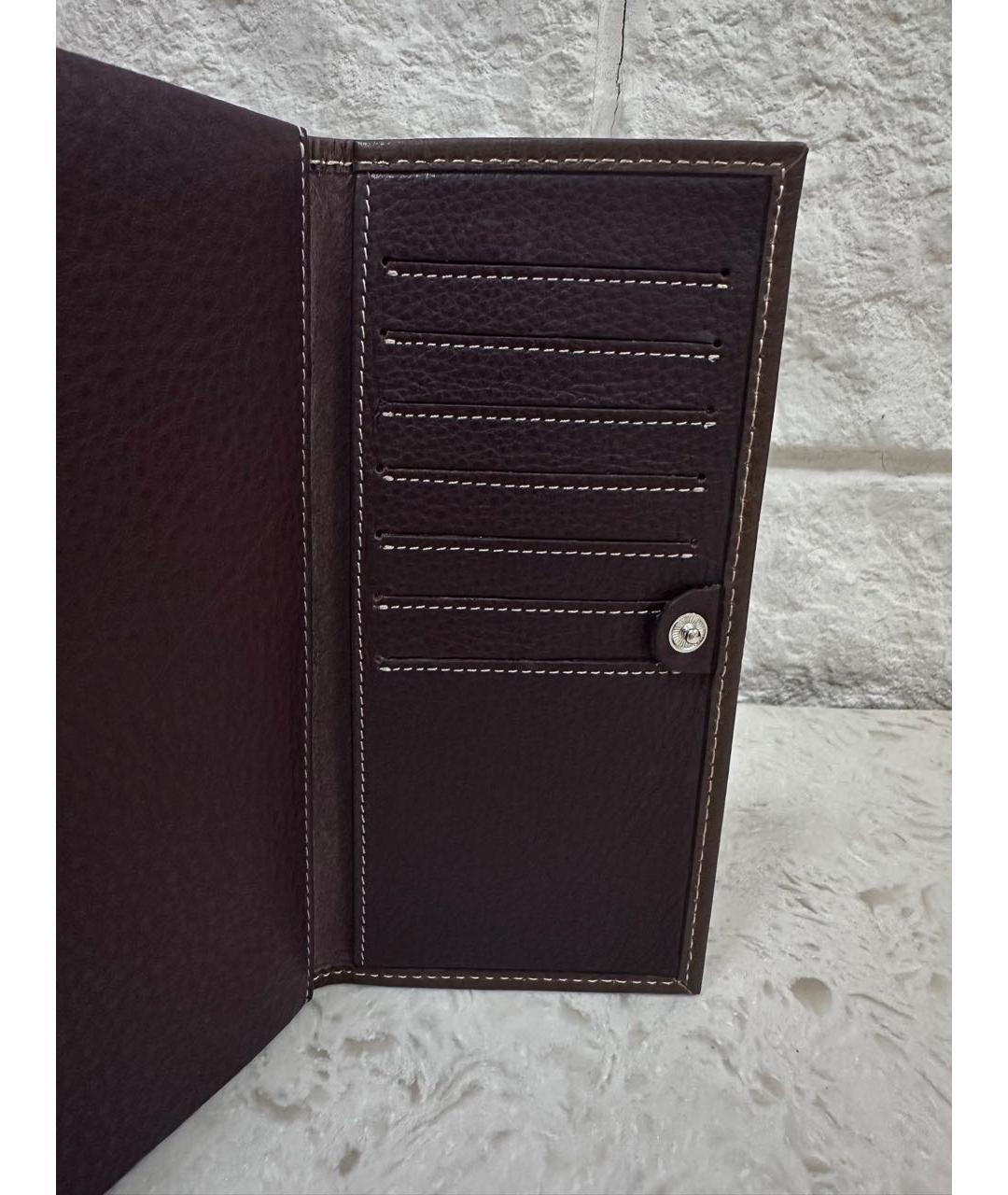 ERMENEGILDO ZEGNA XXX Коричневый кожаный кошелек, фото 5