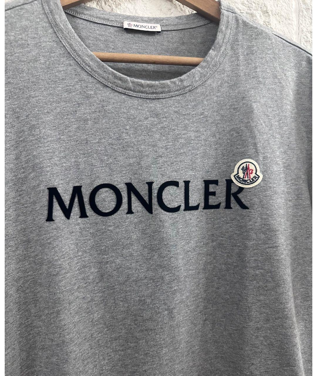 MONCLER Серая хлопковая футболка, фото 2