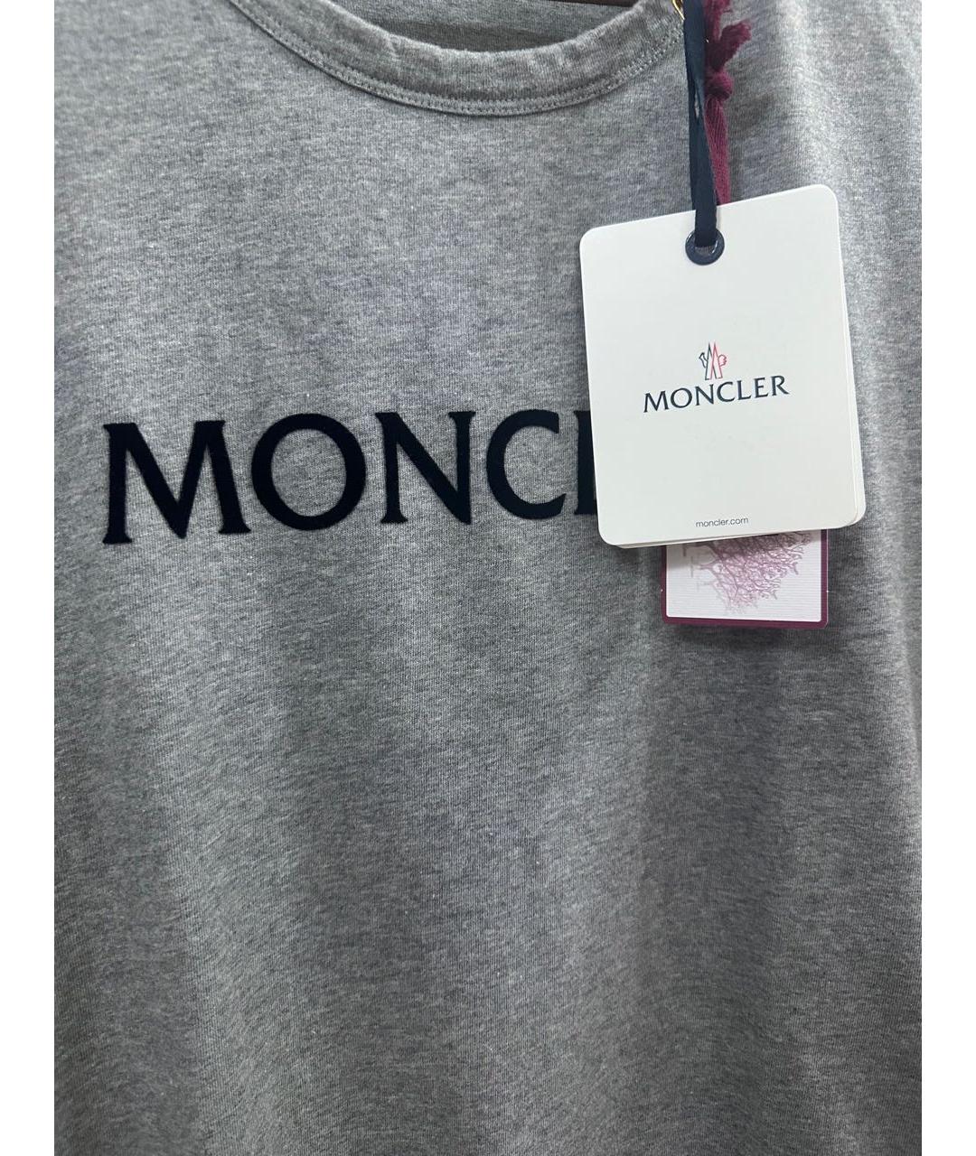 MONCLER Серая хлопковая футболка, фото 4
