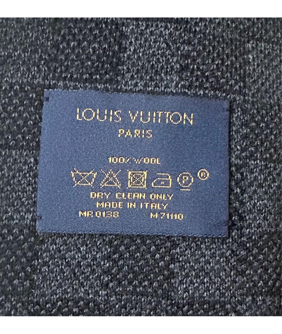 LOUIS VUITTON Черный шерстяной шарф, фото 5