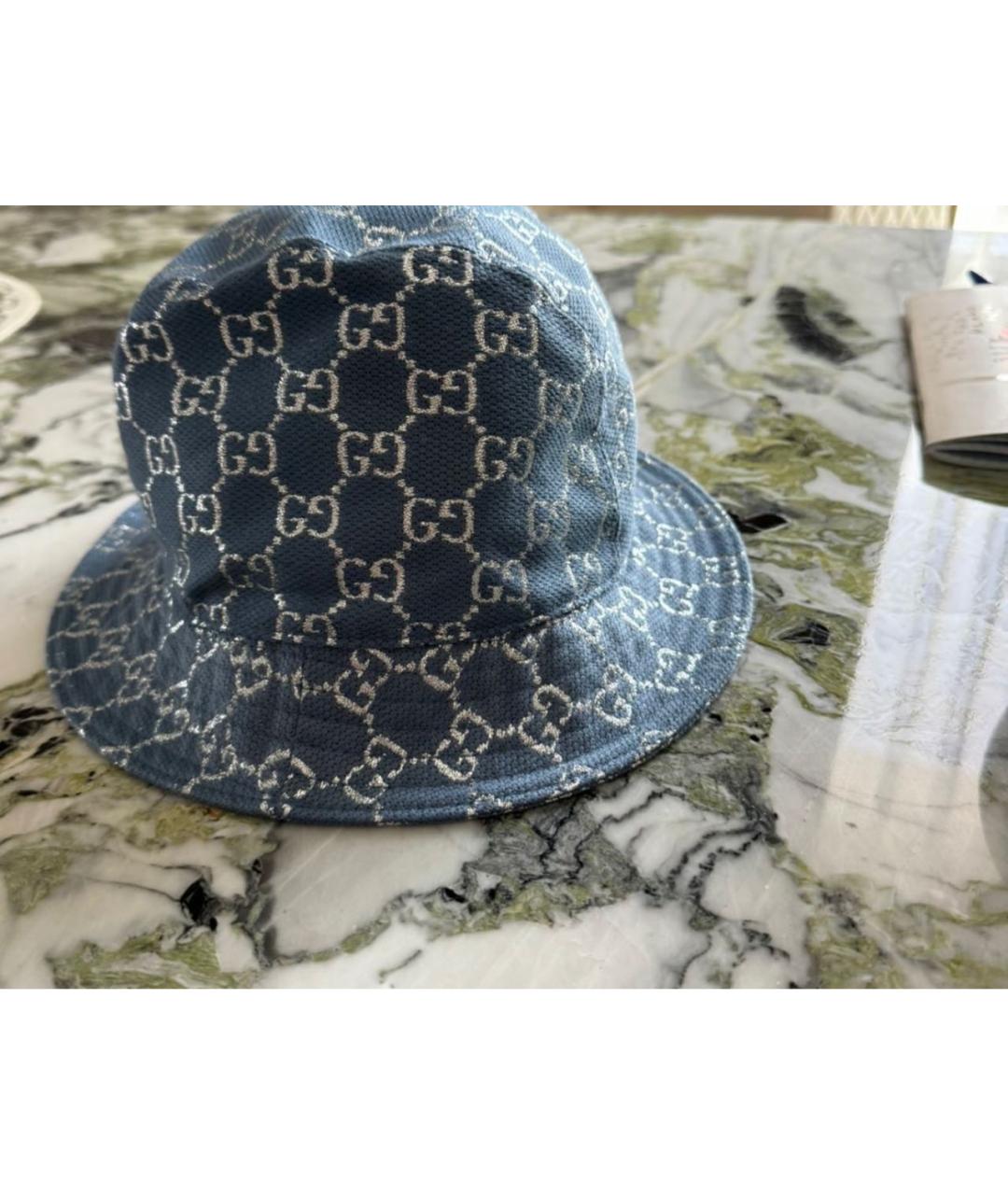 GUCCI Голубая хлопковая панама, фото 5
