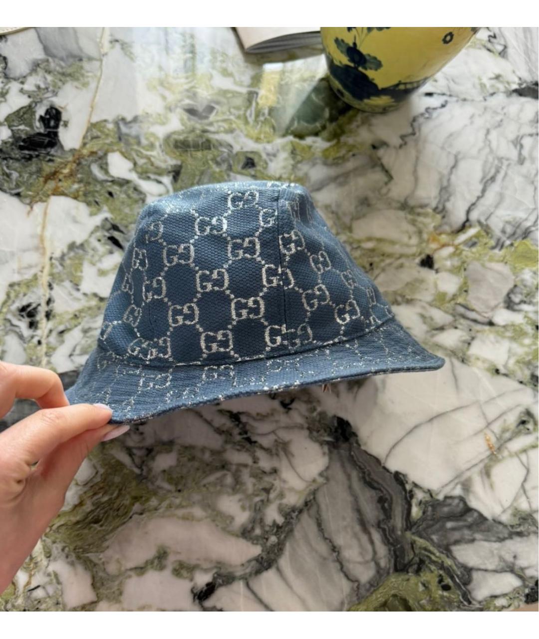 GUCCI Голубая хлопковая панама, фото 3