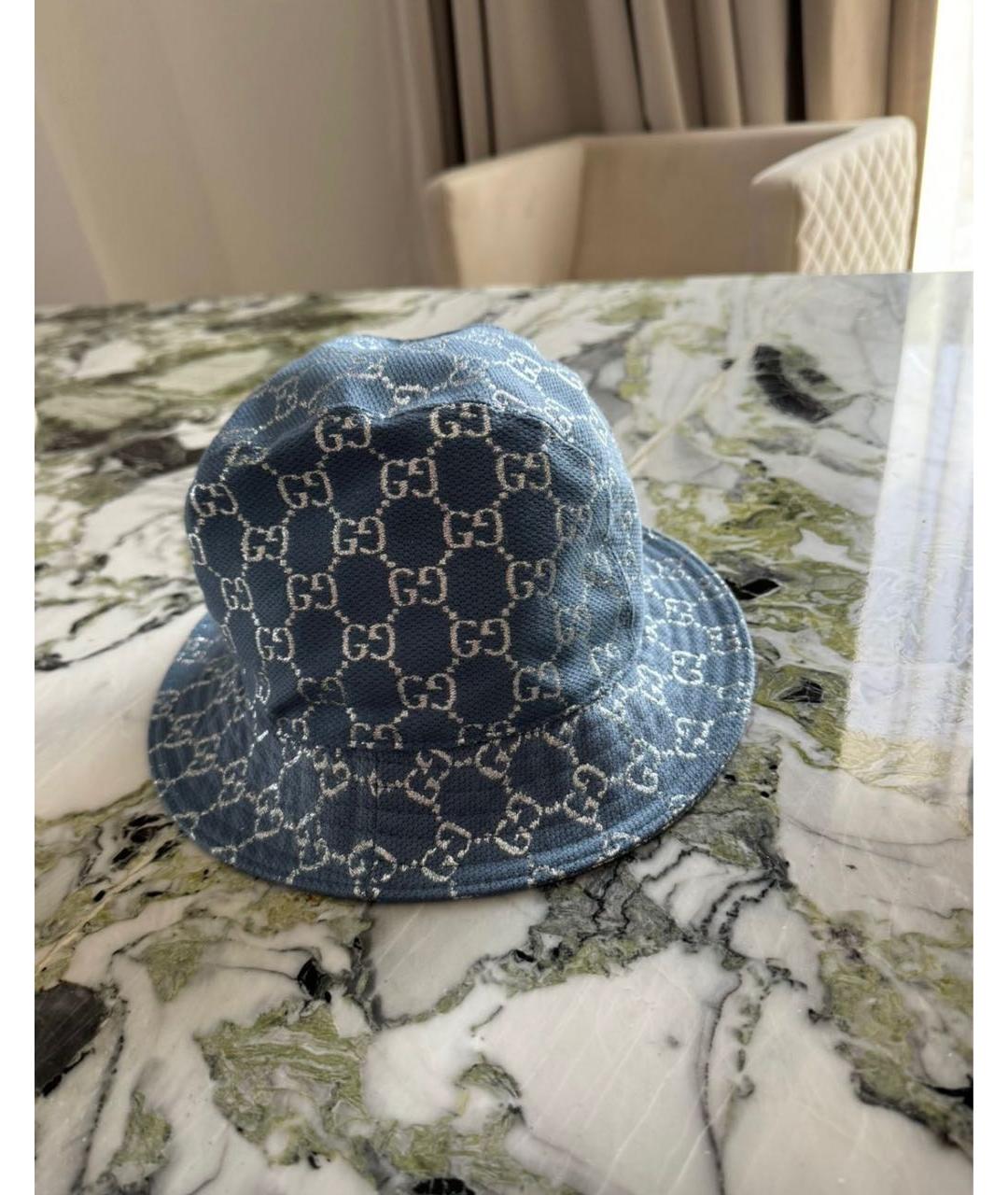 GUCCI Голубая хлопковая панама, фото 4