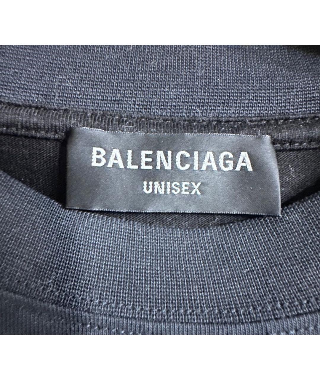 BALENCIAGA Черная хлопковая футболка, фото 3