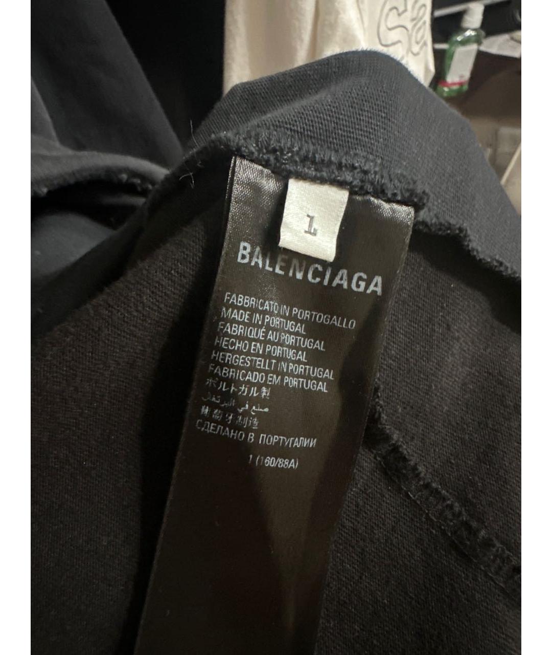 BALENCIAGA Черная хлопковая футболка, фото 4