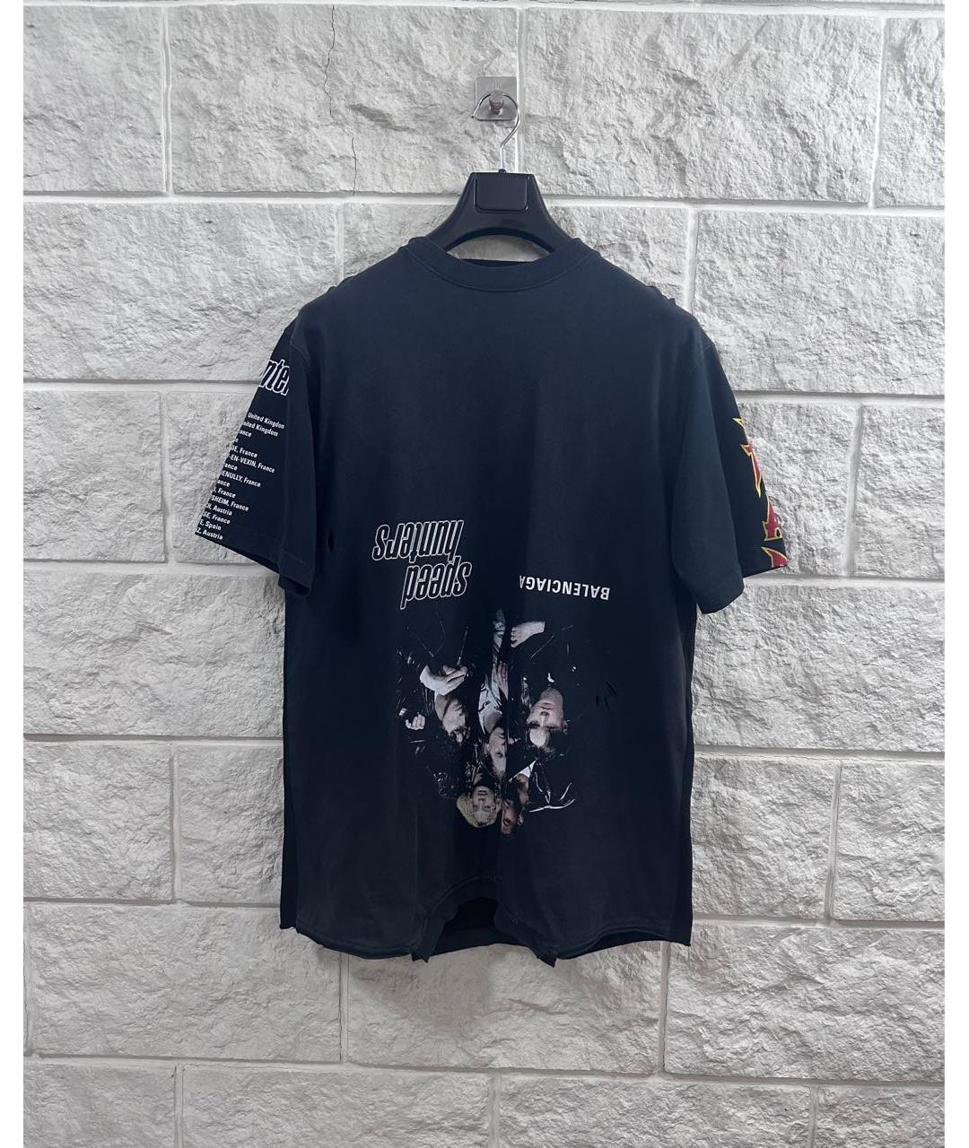 BALENCIAGA Черная хлопковая футболка, фото 7