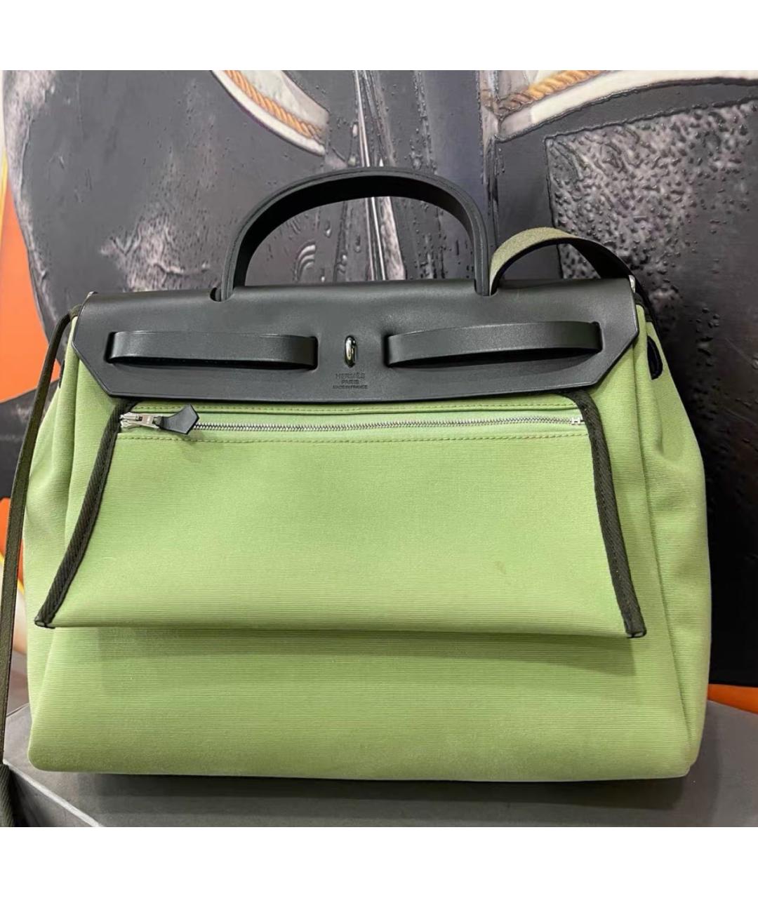 HERMES Зеленая кожаная сумка тоут, фото 3