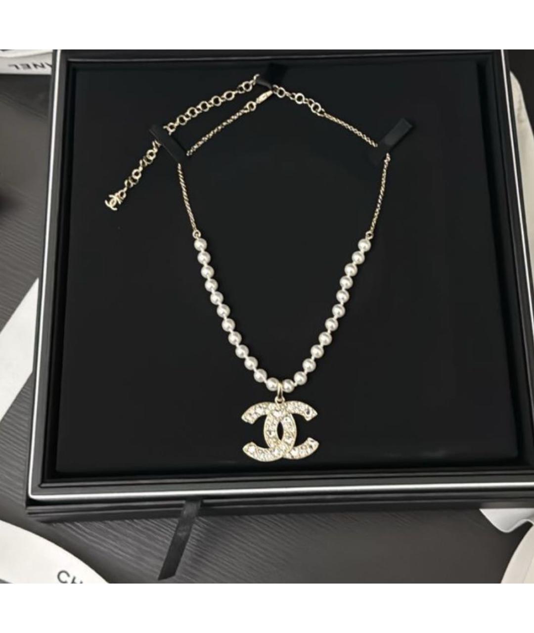 CHANEL Белое металлическое колье, фото 3