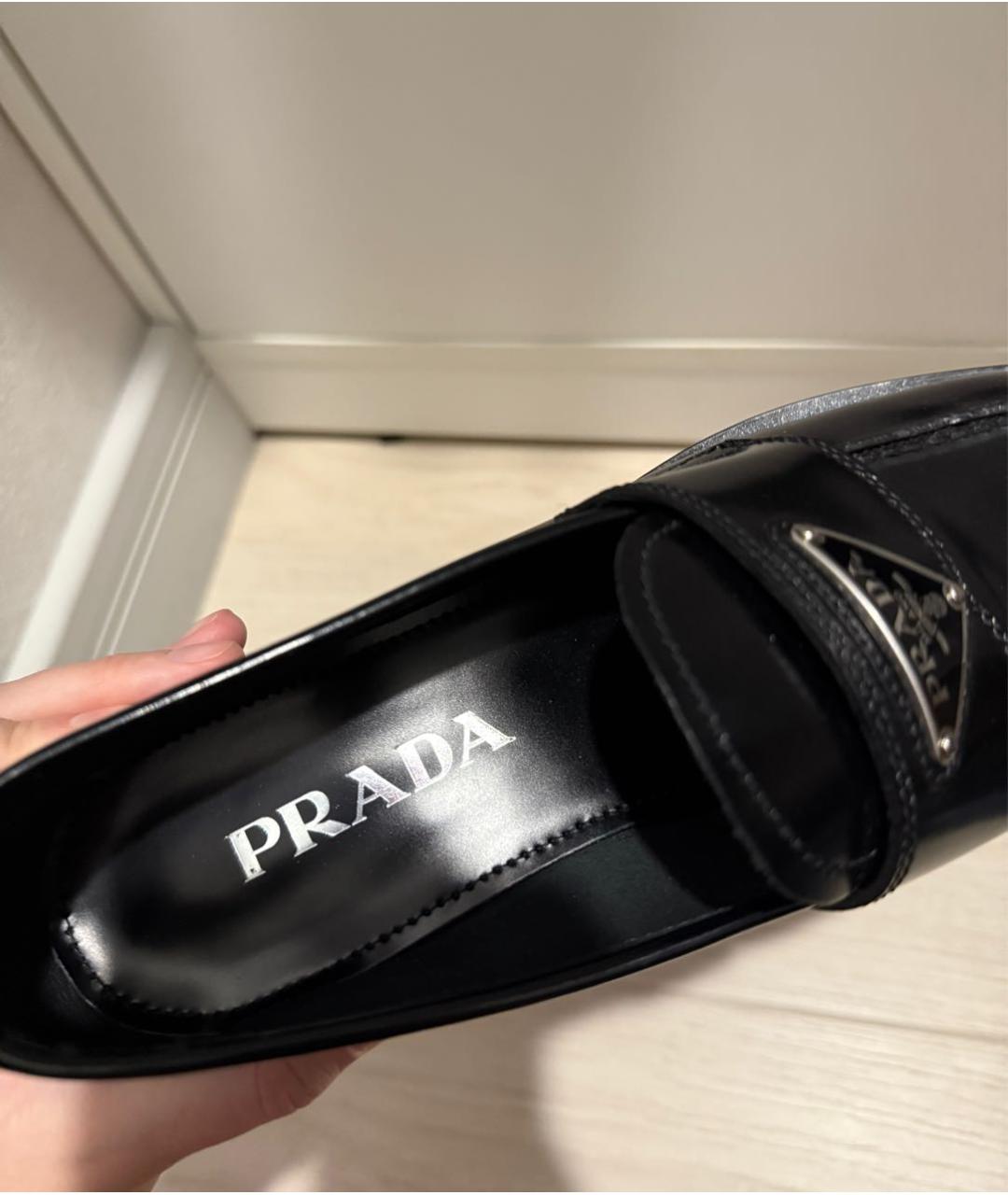 PRADA Черные кожаные лоферы, фото 5