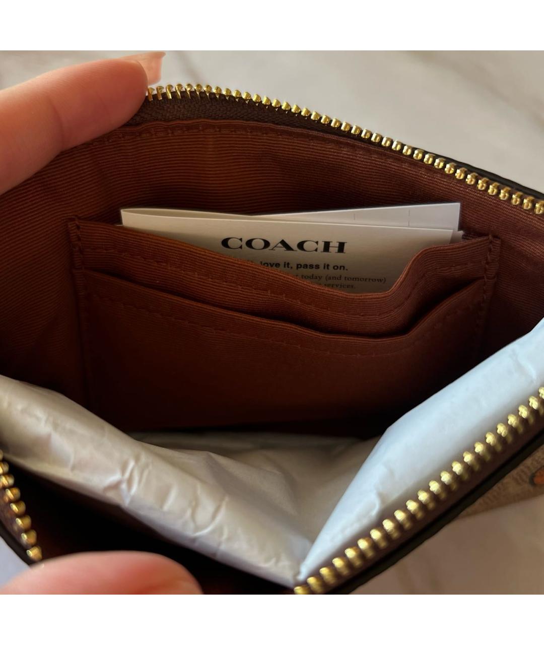 COACH Коричневый кожаный кошелек, фото 5