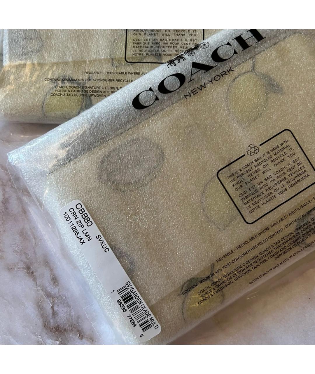 COACH Желтый кожаный кошелек, фото 8