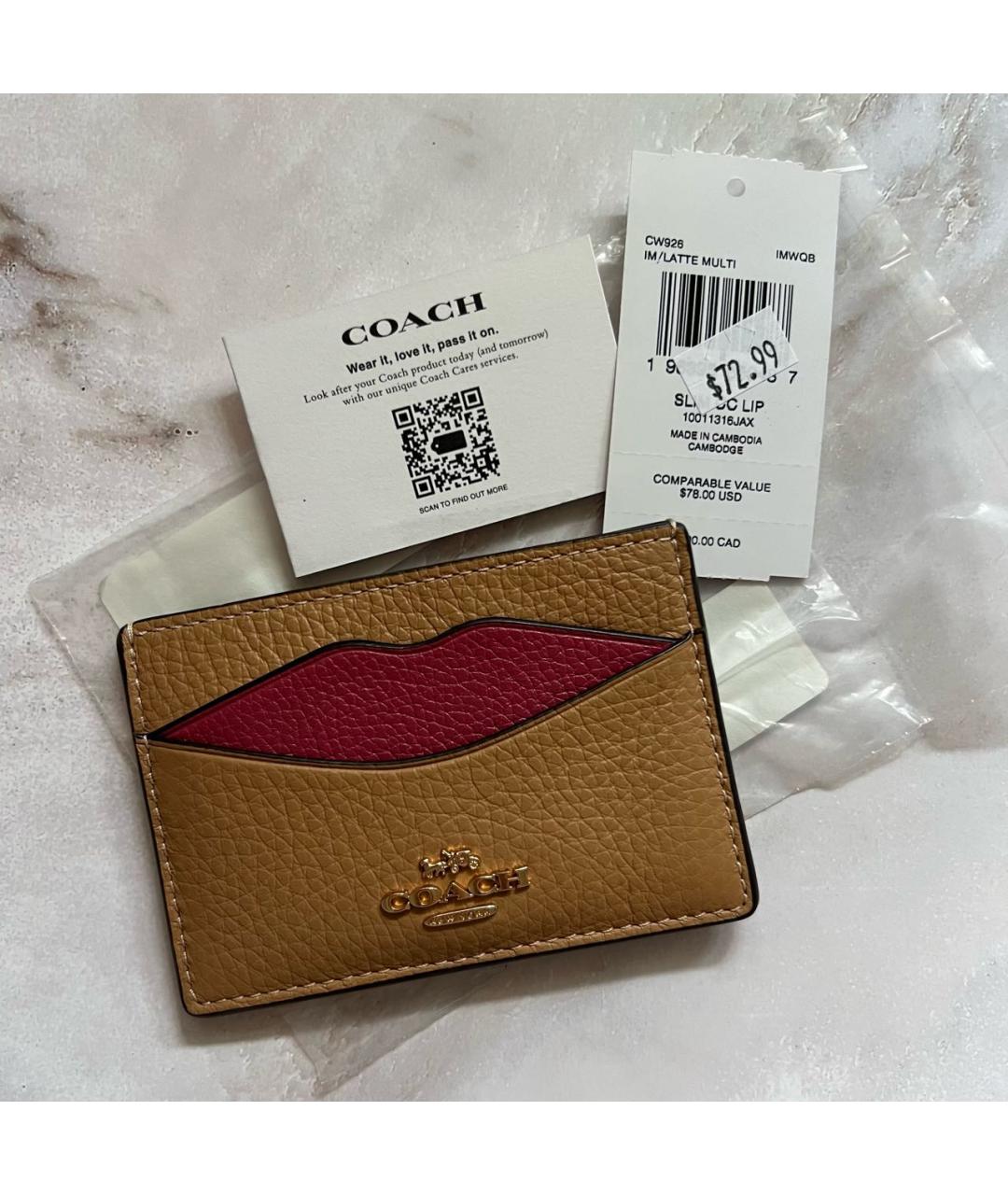 COACH Коричневый кожаный кардхолдер, фото 8