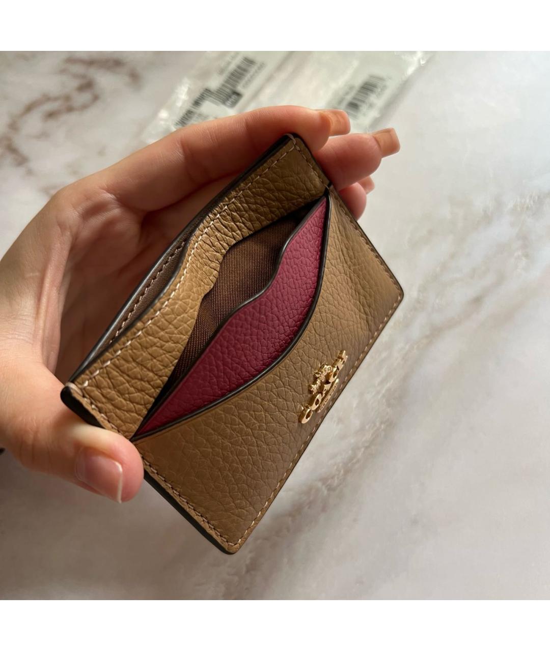 COACH Коричневый кожаный кардхолдер, фото 6