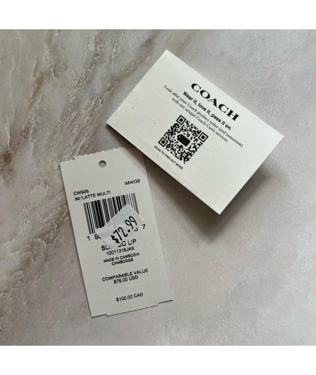 COACH Коричневый кожаный кардхолдер, фото 7