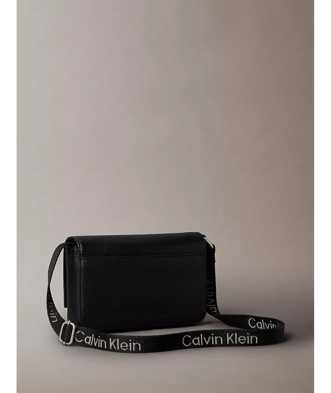 CALVIN KLEIN Черная сумка через плечо из искусственной кожи, фото 2