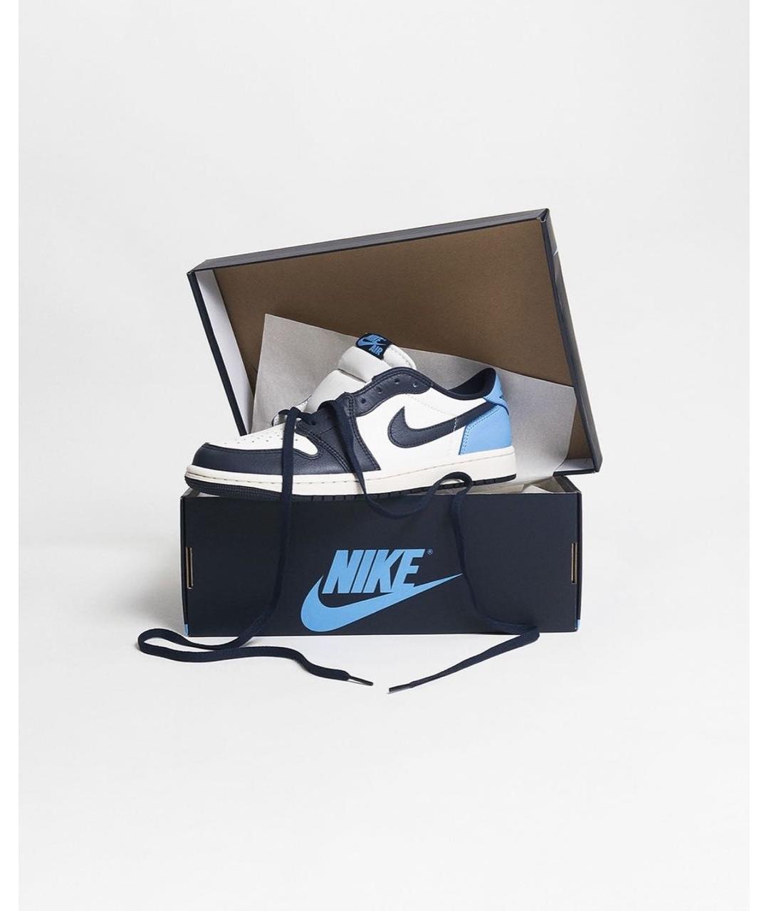 JORDAN Синие кожаные кроссовки, фото 6