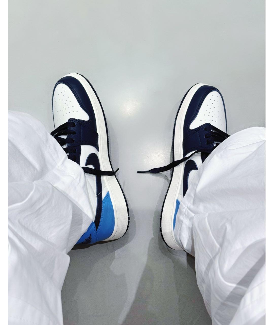 JORDAN Синие кожаные кроссовки, фото 8