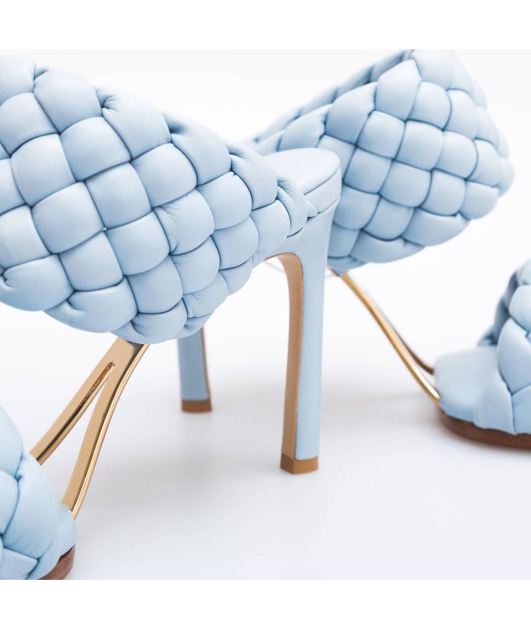 BOTTEGA VENETA Голубые кожаные мюли, фото 4