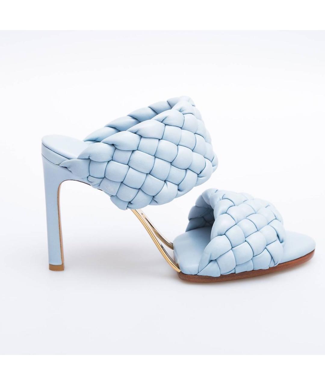 BOTTEGA VENETA Голубые кожаные мюли, фото 8