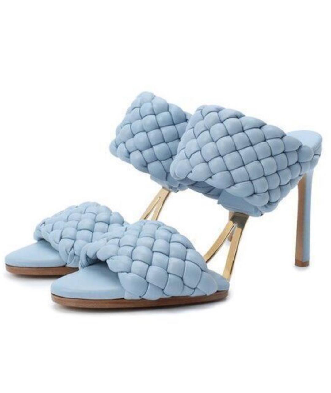 BOTTEGA VENETA Голубые кожаные мюли, фото 2