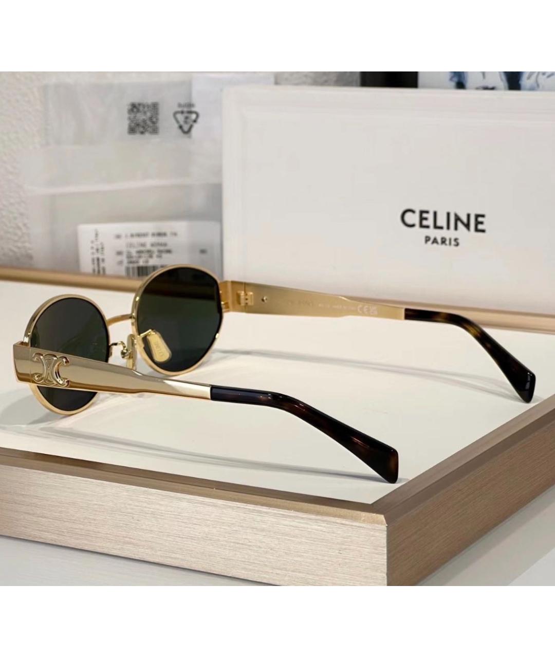 CELINE Золотые металлические солнцезащитные очки, фото 4