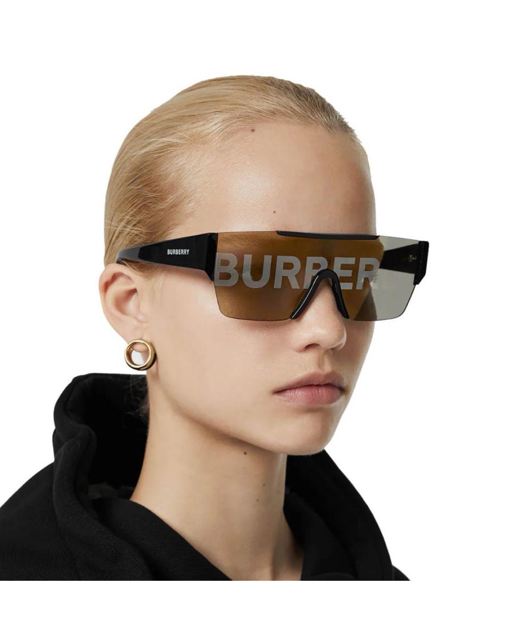 BURBERRY Черные пластиковые солнцезащитные очки, фото 2