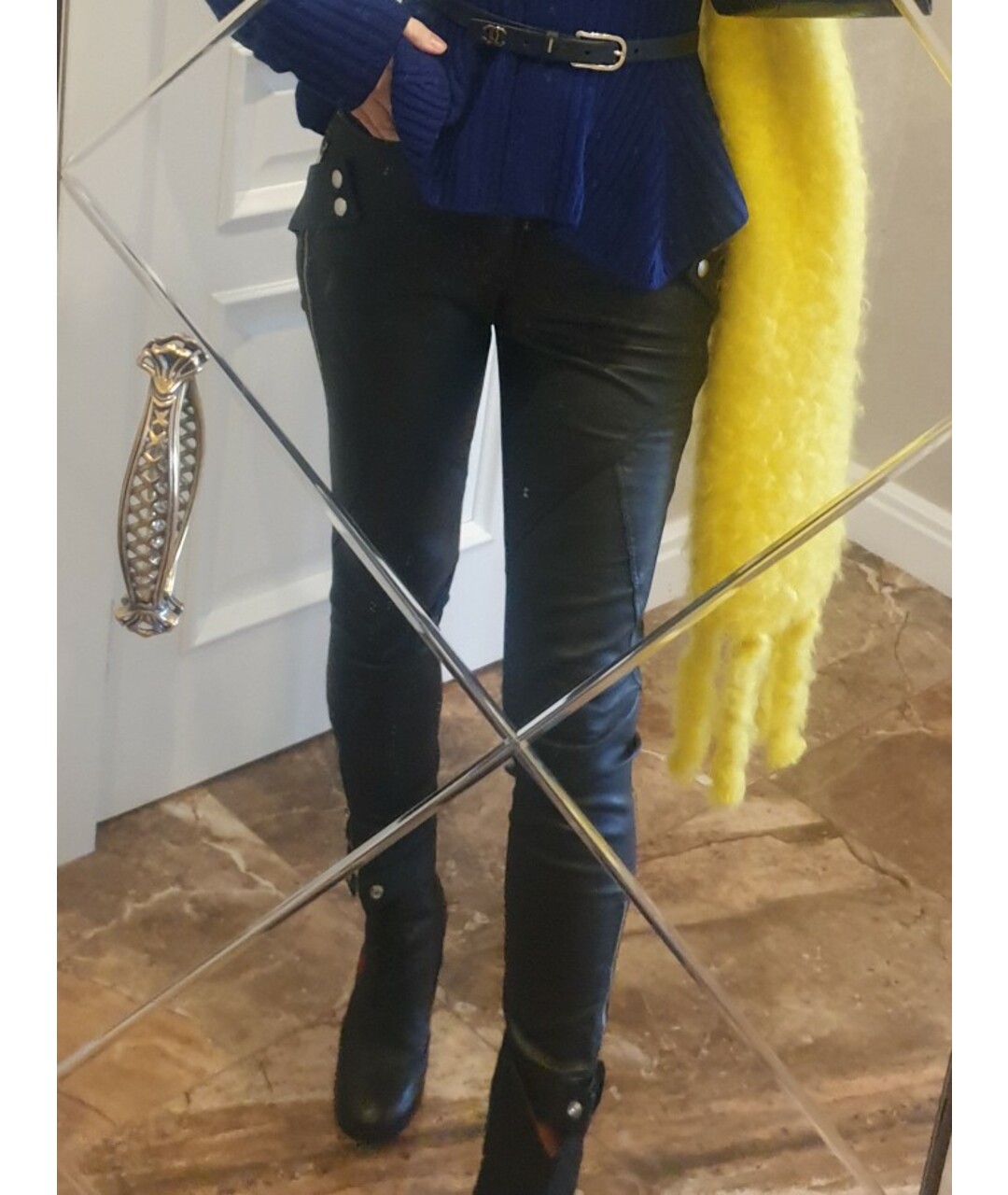 ALEXANDER MCQUEEN Черные кожаные брюки узкие, фото 5