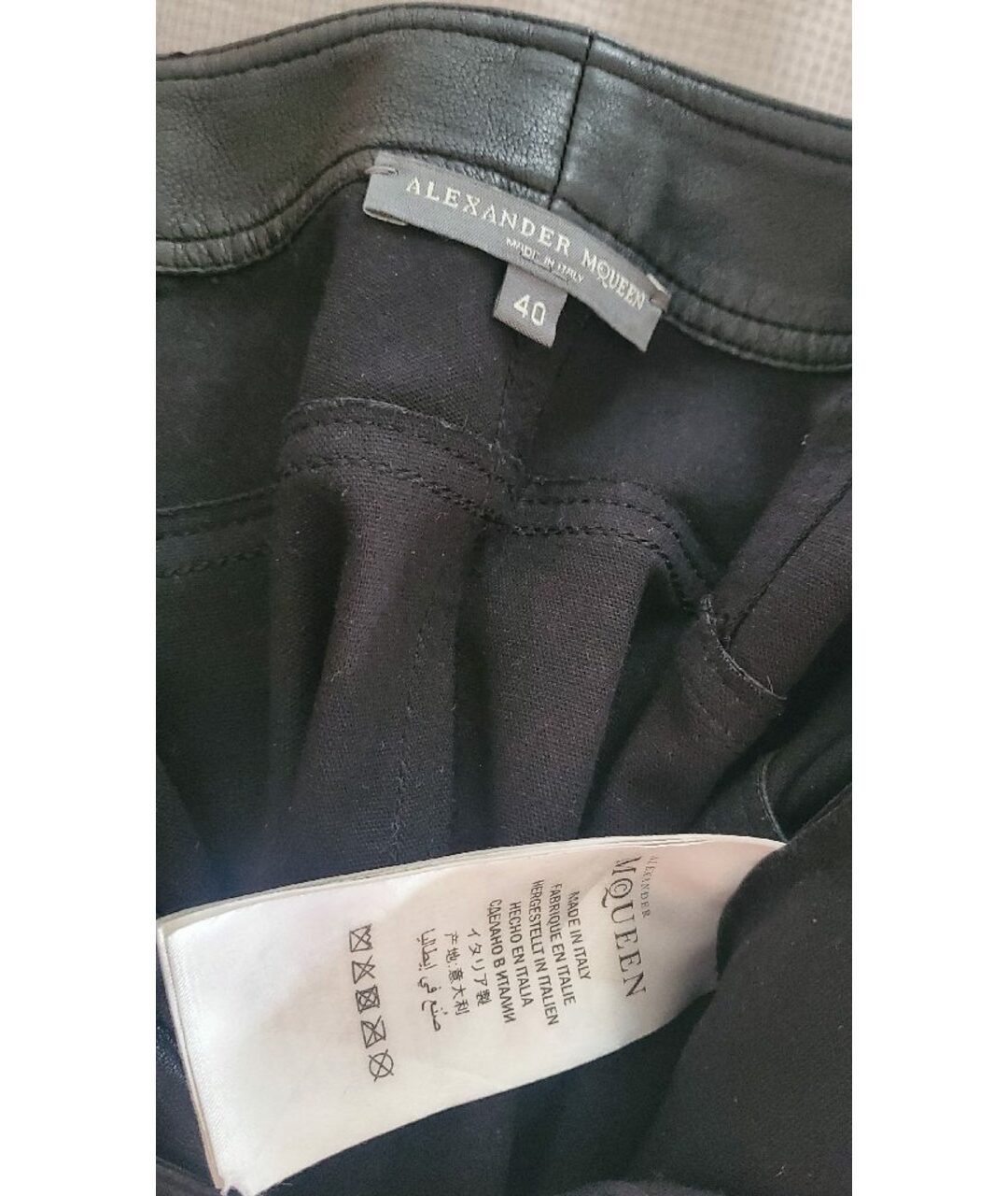 ALEXANDER MCQUEEN Черные кожаные брюки узкие, фото 7