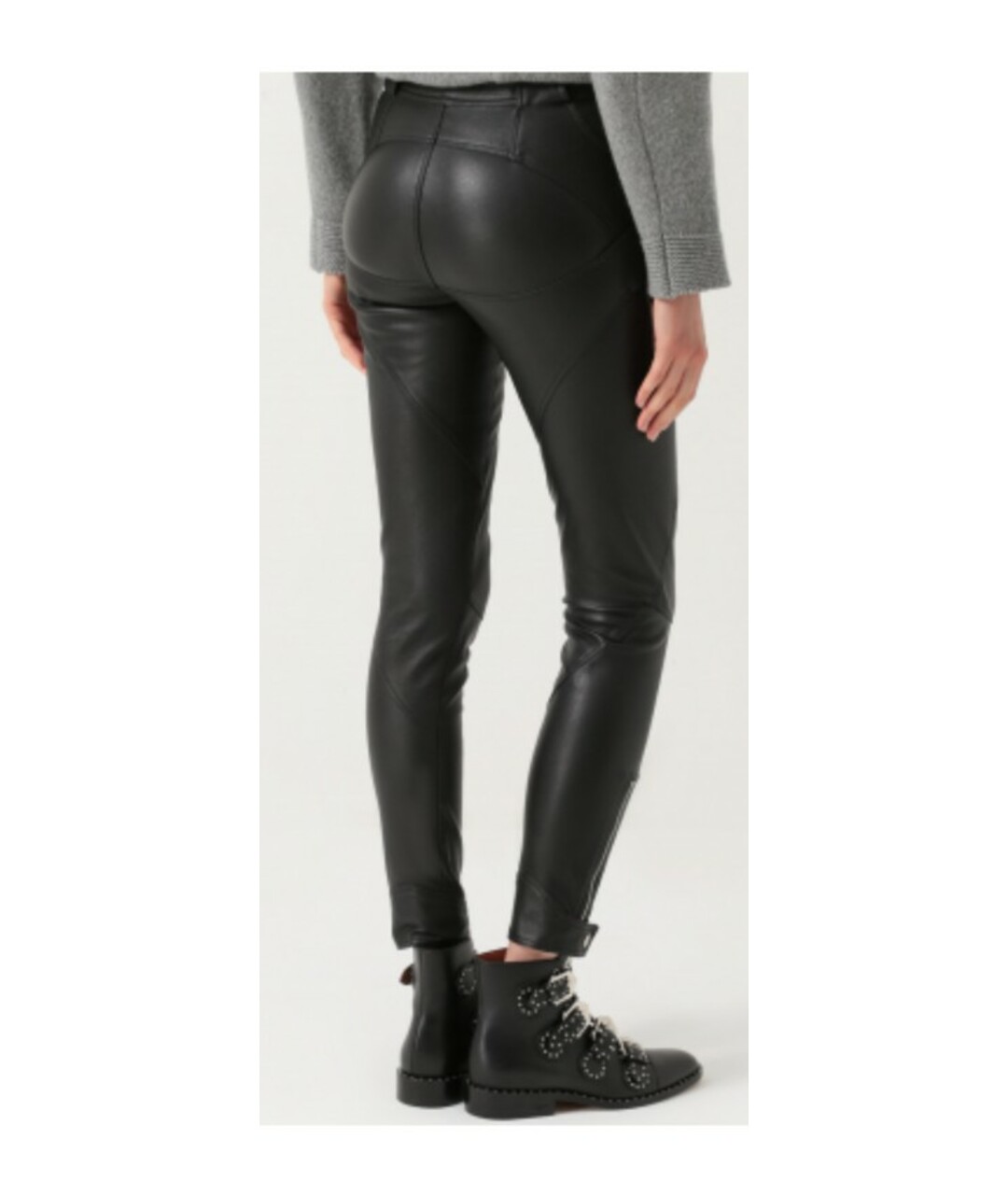 ALEXANDER MCQUEEN Черные кожаные брюки узкие, фото 2