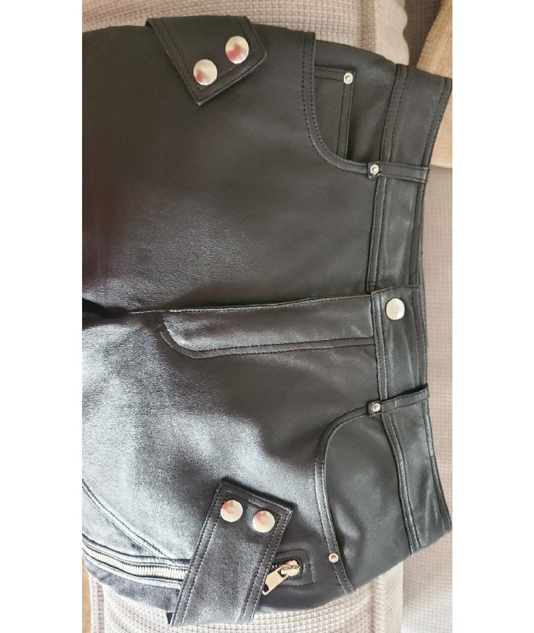 ALEXANDER MCQUEEN Черные кожаные брюки узкие, фото 6