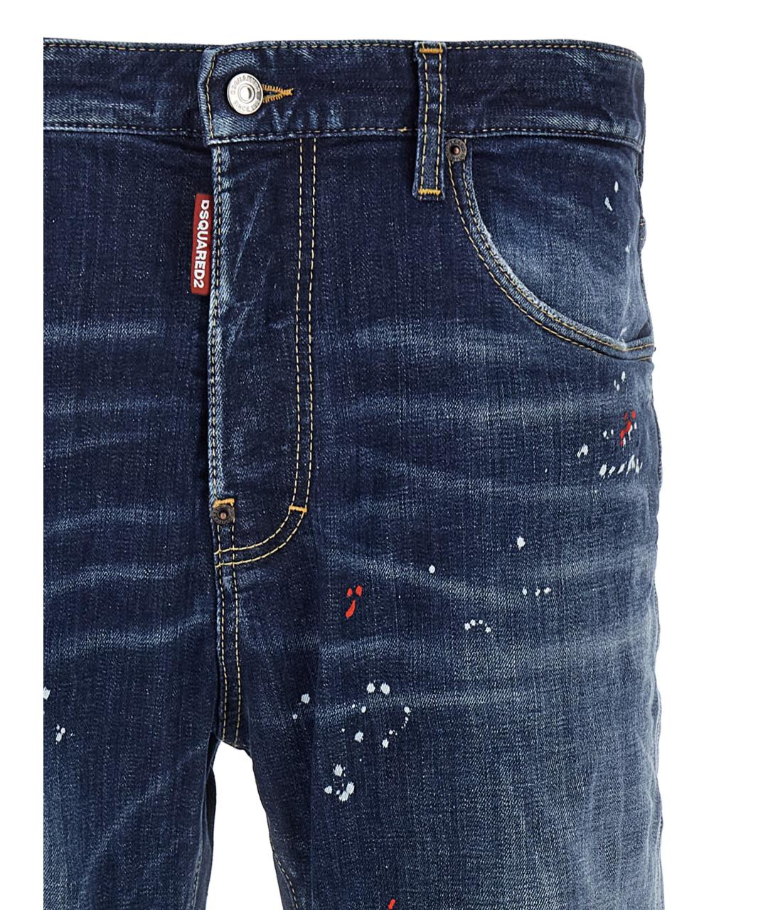 DSQUARED2 Синие хлопковые прямые джинсы, фото 3