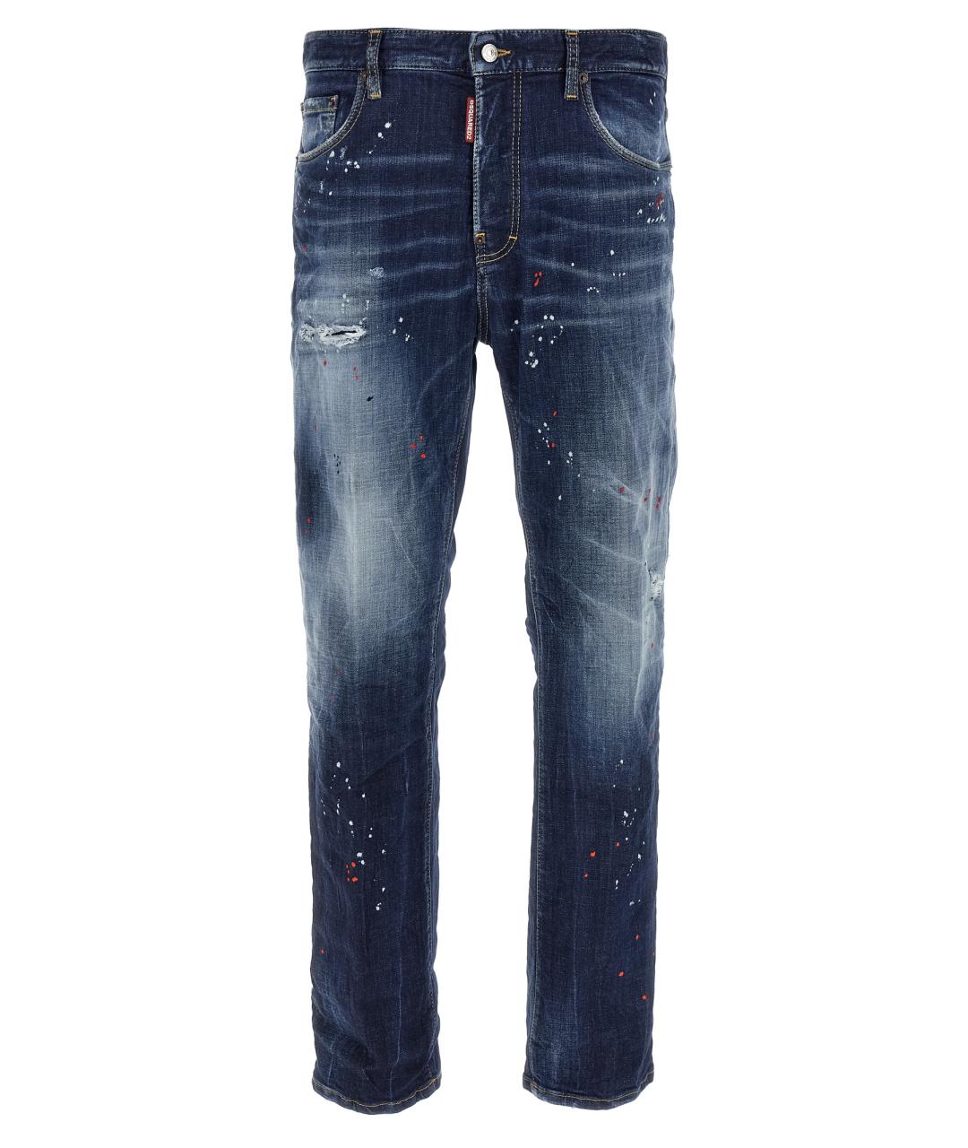 DSQUARED2 Синие хлопковые прямые джинсы, фото 1