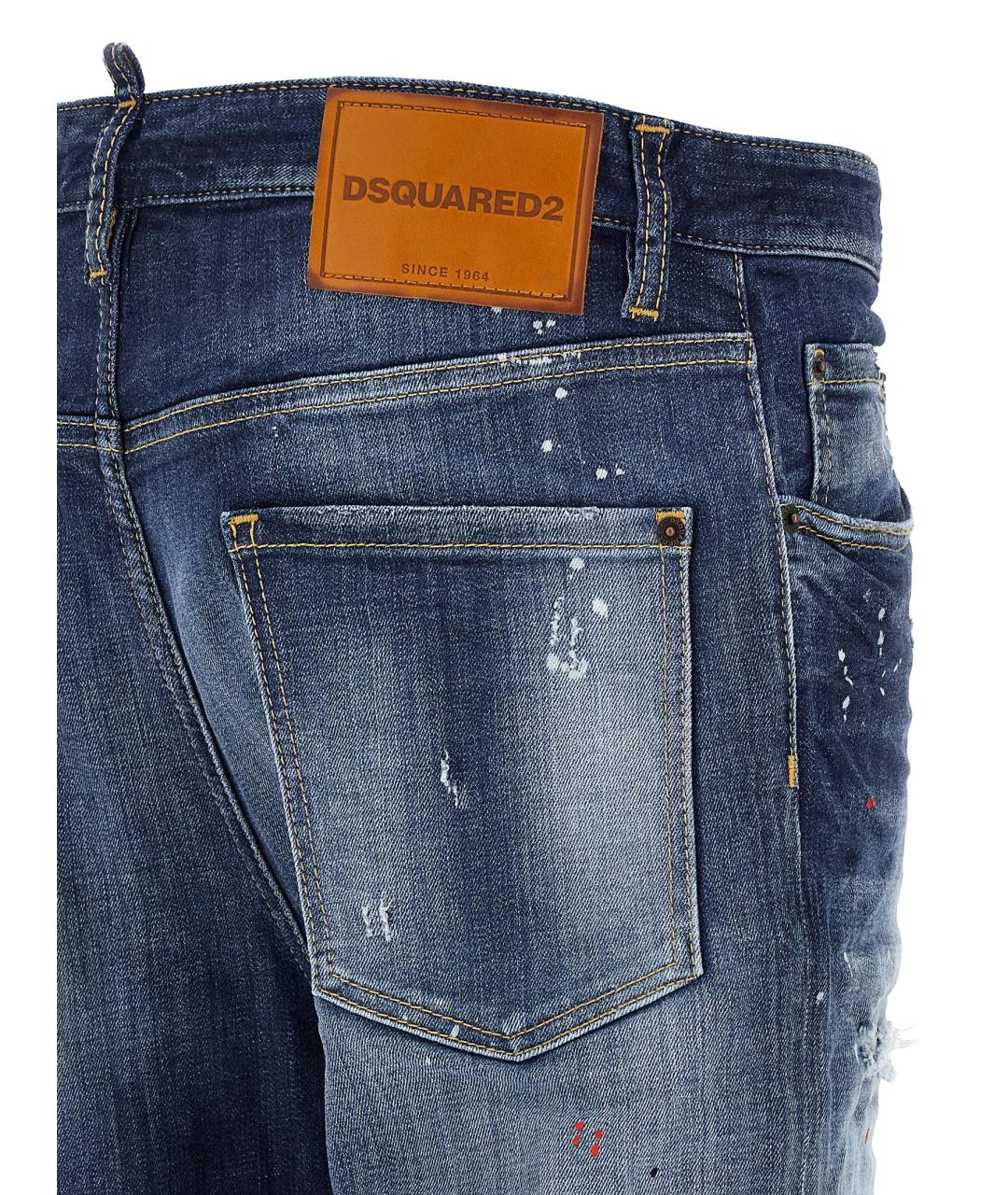 DSQUARED2 Синие хлопковые прямые джинсы, фото 4