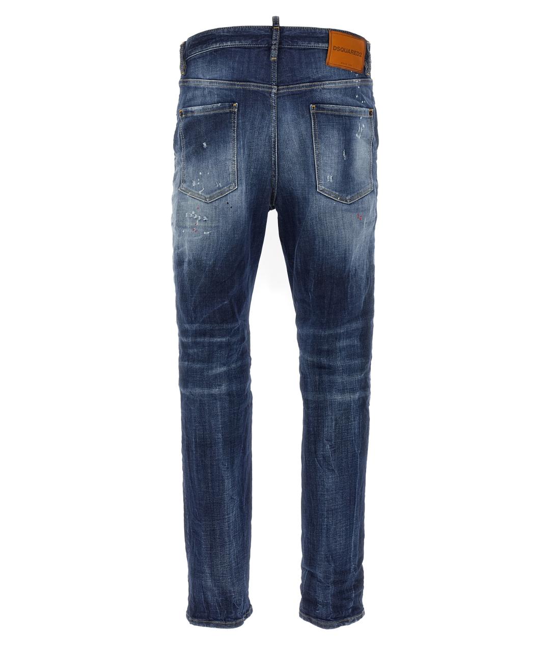 DSQUARED2 Синие хлопковые прямые джинсы, фото 2