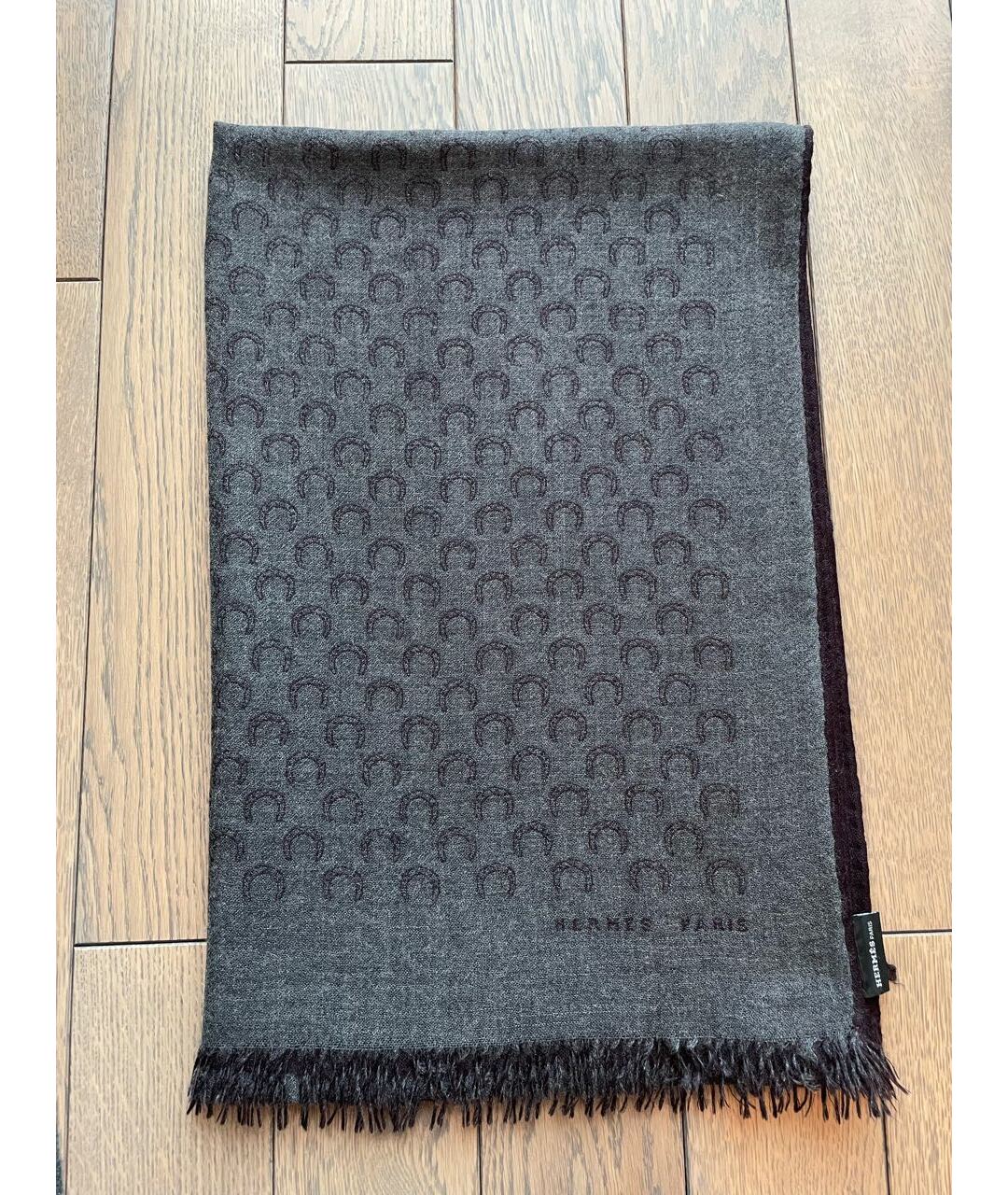 HERMES PRE-OWNED Антрацитовый кашемировый шарф, фото 7
