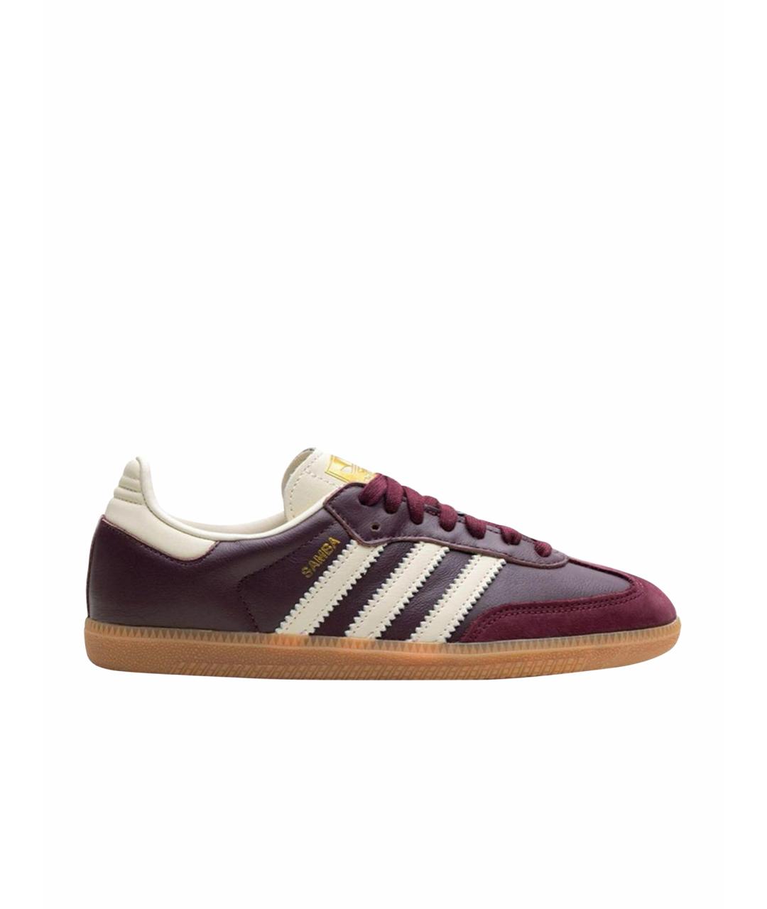 ADIDAS Бордовые кожаные кеды, фото 1