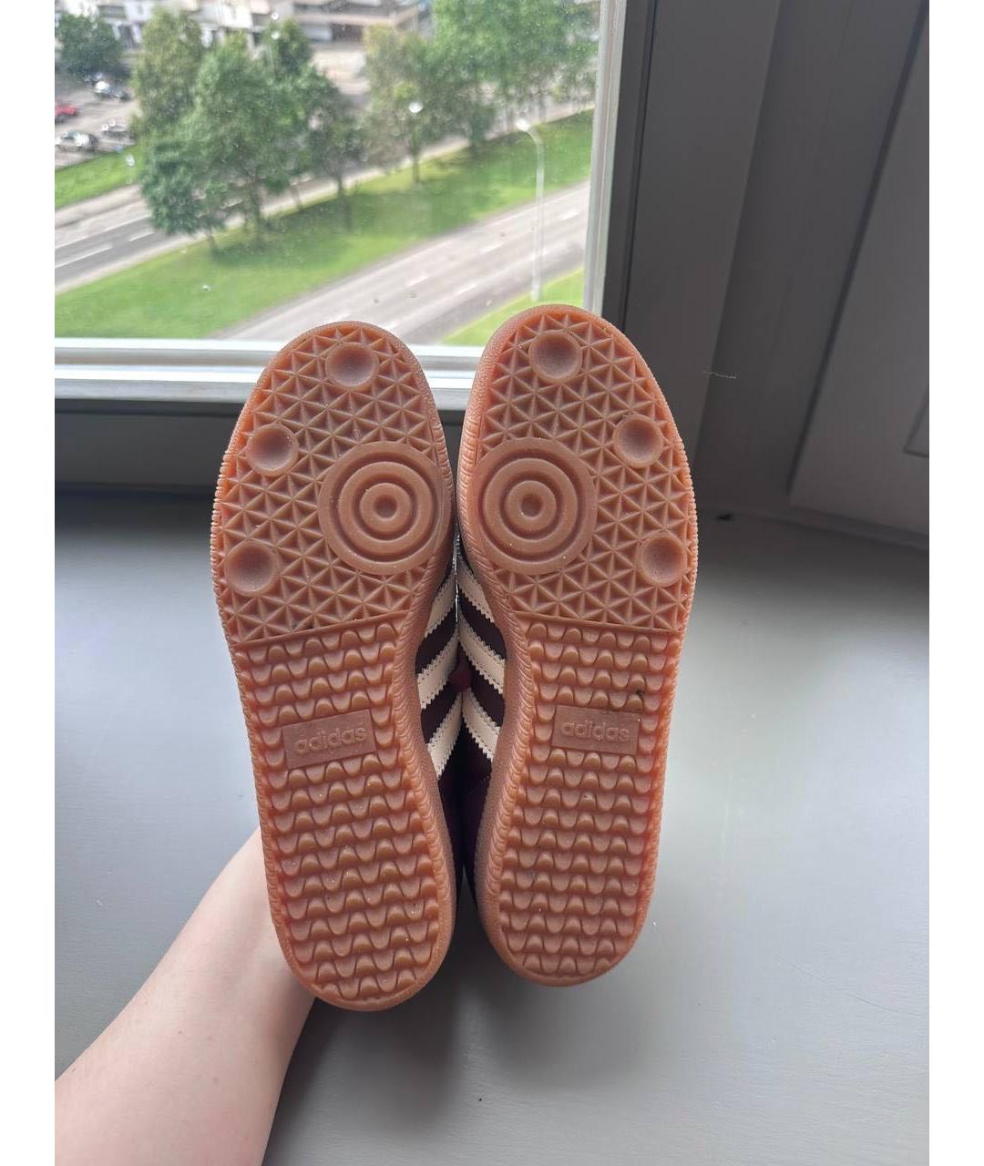 ADIDAS Бордовые кожаные кеды, фото 4