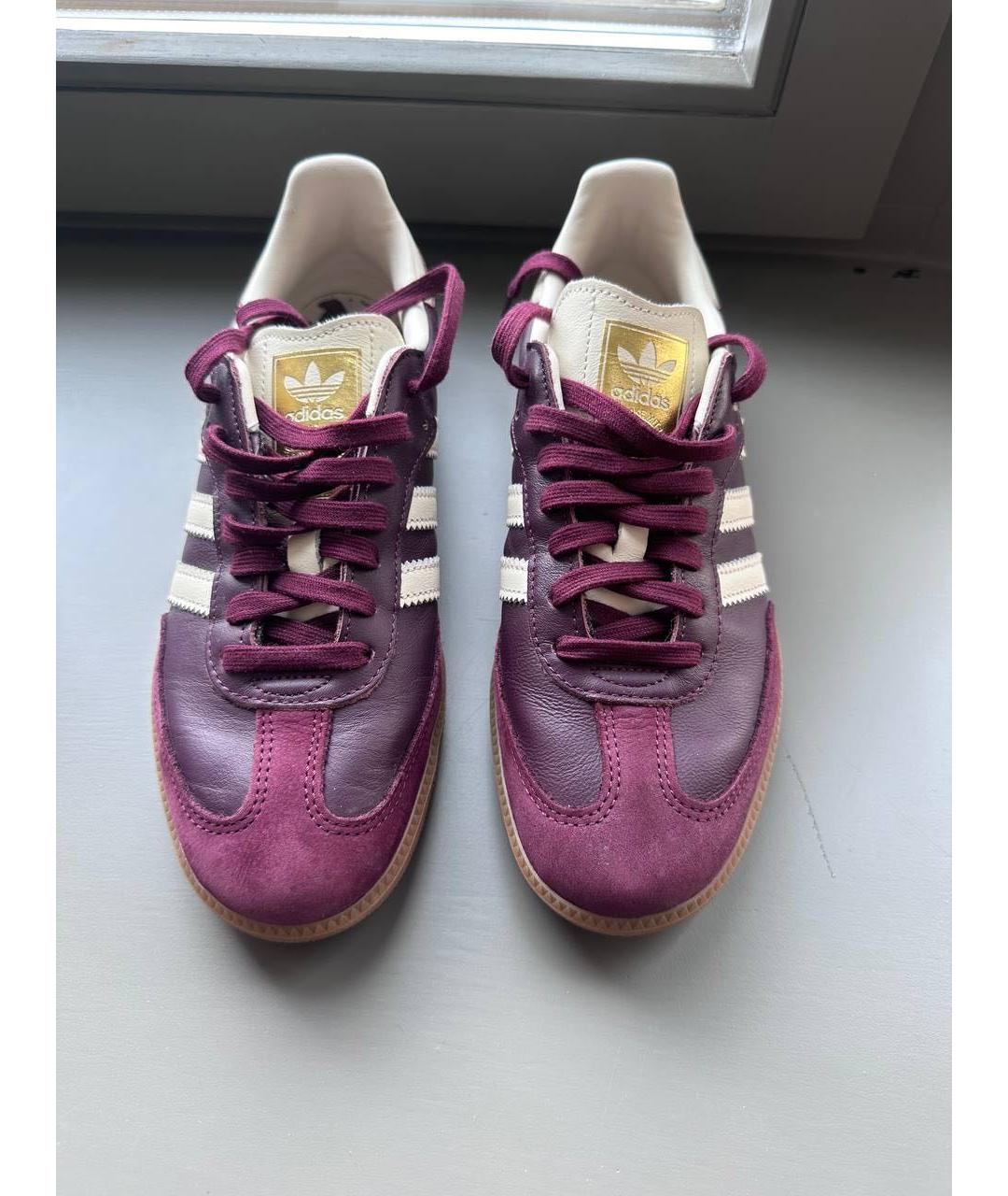 ADIDAS Бордовые кожаные кеды, фото 2