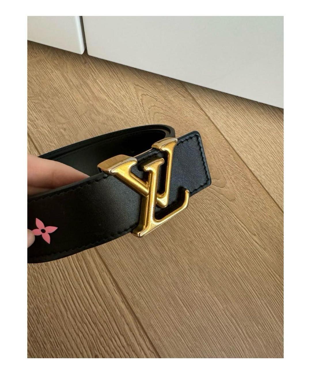LOUIS VUITTON Черный кожаный ремень, фото 2