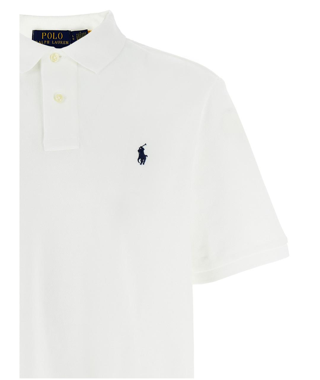 POLO RALPH LAUREN Белое хлопковое поло с коротким рукавом, фото 3